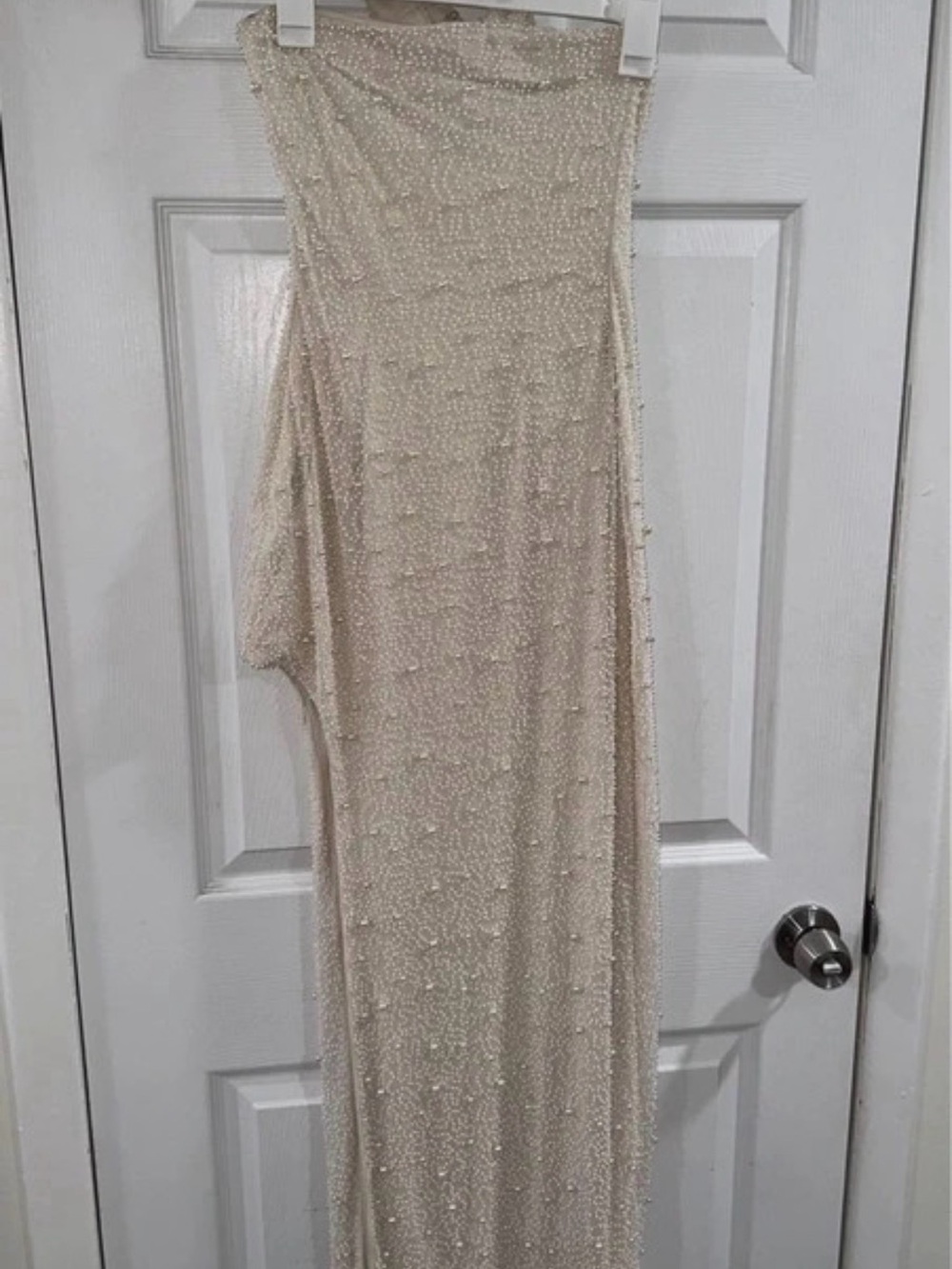 Oh Polly Ivory Strapless Beaded Evening Dress - Picture 2 of 5